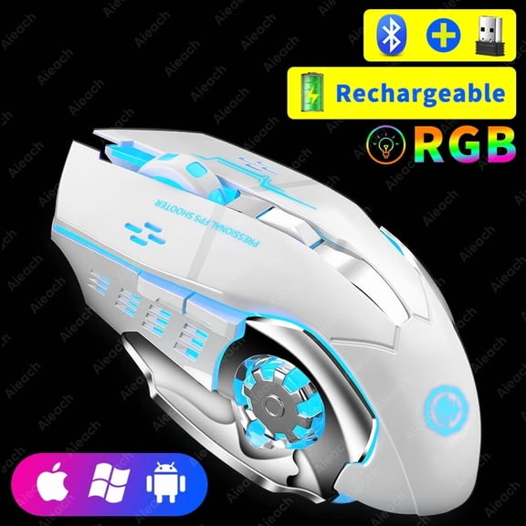SMVP Mechanical Gaming Mouse, 2000DPI Adjustable 2.4G Wireless, Electroplating Backlit for PC/Laptop (500mAh Battery)
