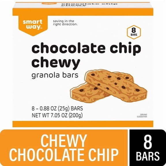 SMW Chocolate Chip Granola Bars, Soft and Chewy Snack, 8 Count, 7.05 Oz