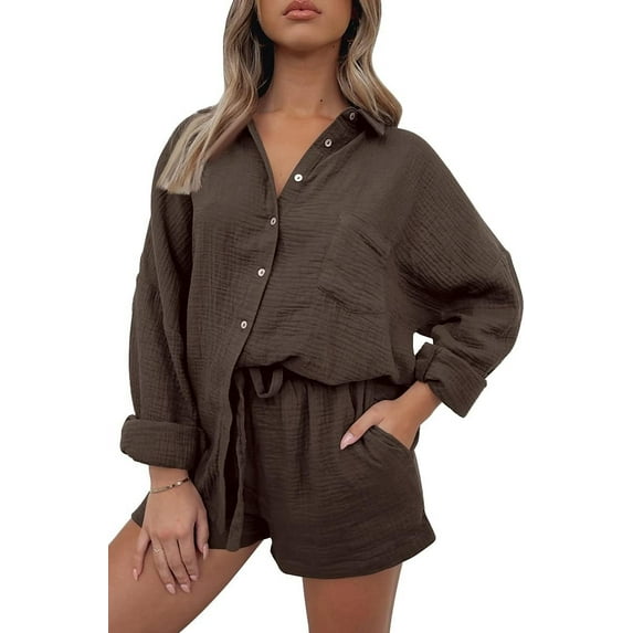 SMZ 2 Piece Sets For Women Lounge Wear Matching Two Piece Pajama Fashion Oversized Shirts And Shorts Spring Outfit 2025
