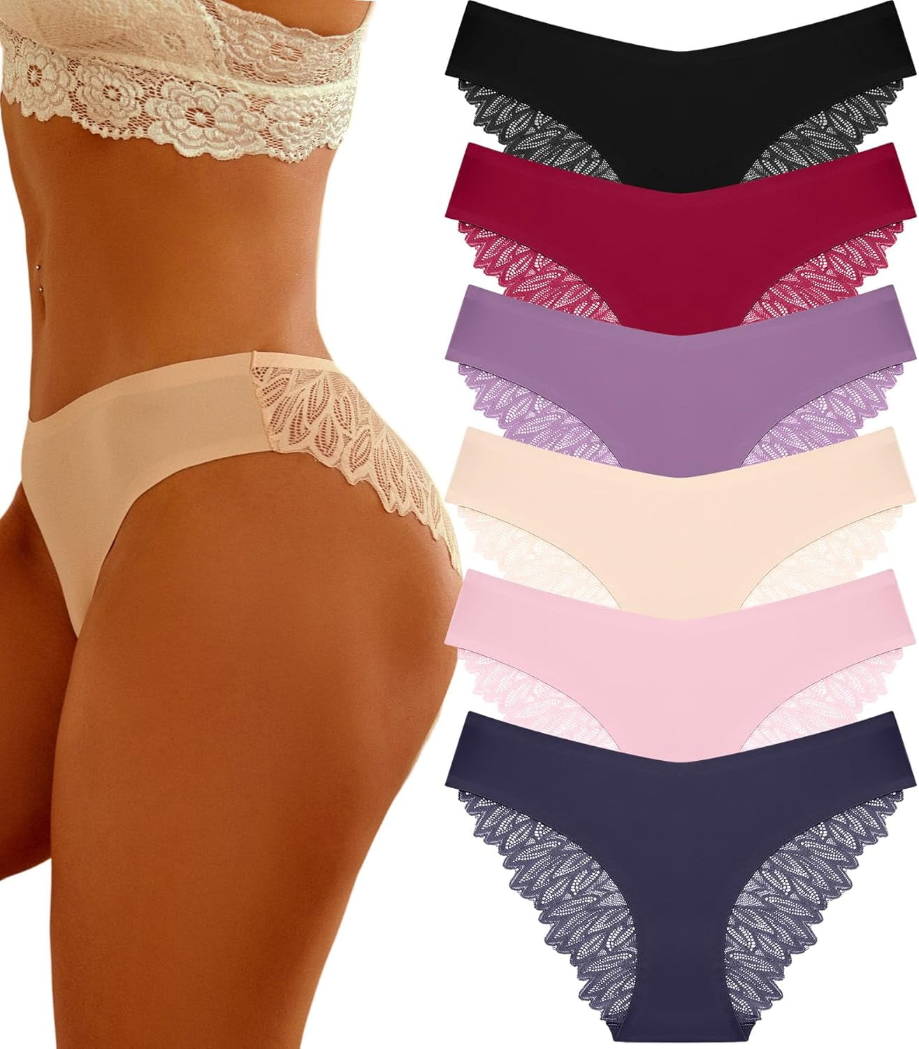 Lyacmy Lace Underwear for Women, Breathable Seamless Cotton