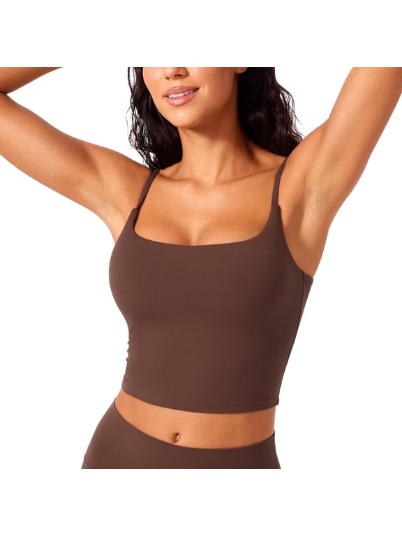 Butterlift Womens Scoop Neck Longline Sports Bra - U Back Adjustable Straps Workout Crop Tank Top with Built in Bra Yoga Sports Bra