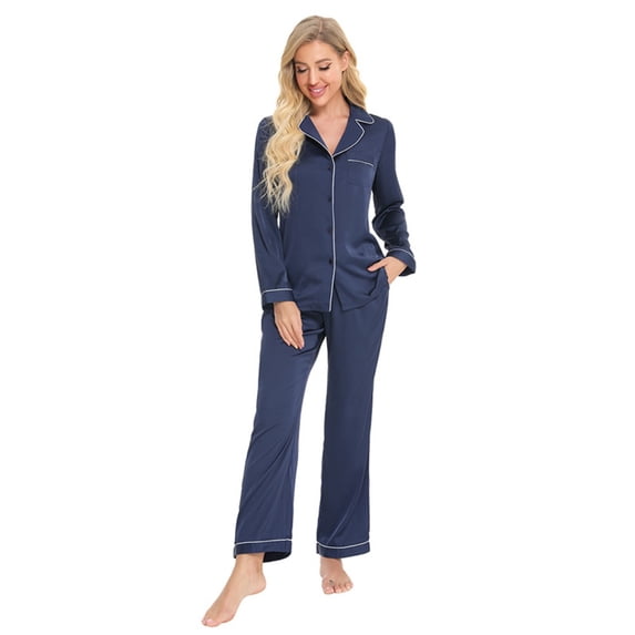 SMZ Essentials Women's Cotton Modal Long-Sleeve Shirt and Full-Length Bottom Pajama Set