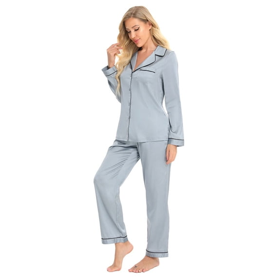 SMZ Essentials Women's Cotton Modal Long-Sleeve Shirt and Full-Length Bottom Pajama Set
