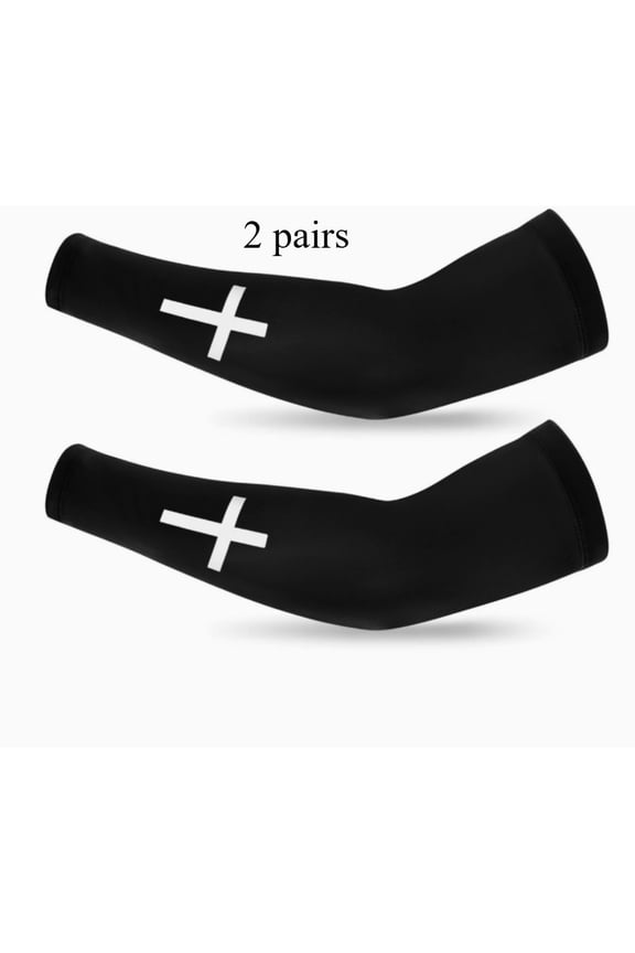 Faith Cross White and Black Arm Sleeve 2 Pairs