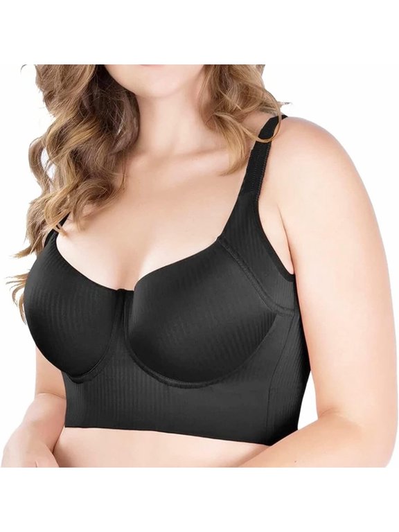 Fashion Deep Cup Bra Hides Back Fat Full Back Coverage Bra with Shapewear Incorporated Plus Size Push Up Sports Bra