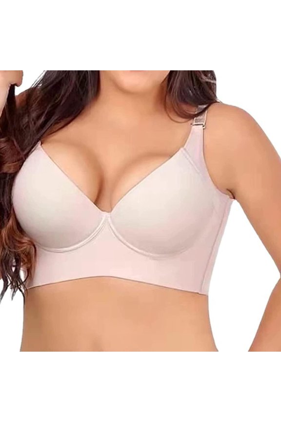 Fashion Deep Cup Bra Hides Back Fat Full Back Coverage Bra with Shapewear Incorporated Plus Size Push Up Sports Bra