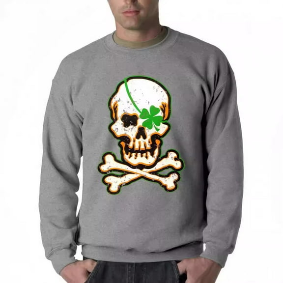 SMZ Men's 3D printed crew neck Skull vintage sports long sleeve hoodie