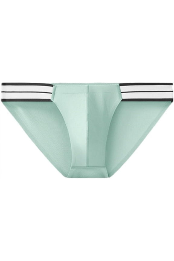 Men's Brief Underwear Sexy Tight Low Waist Underpantd Ice Silk High Slit Underwear Sports Brief Underwear