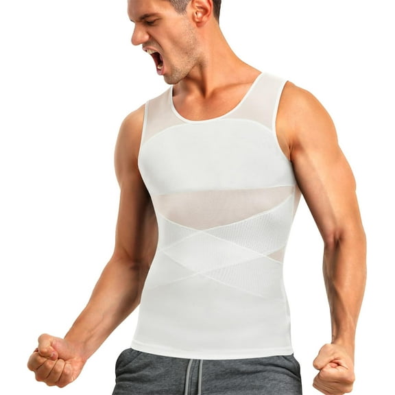 SMZ Men's Compression Shirt for Body Shaper Slimming Vest Tight Tummy Underwear Tank Top Shaper Ttank Men