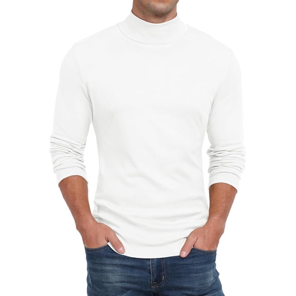 SMZ Men's Mock Turtleneck Long Sleeve T Shirts Basic Slim Fit Pullover Sweater Thermal Lightweight Tees Black