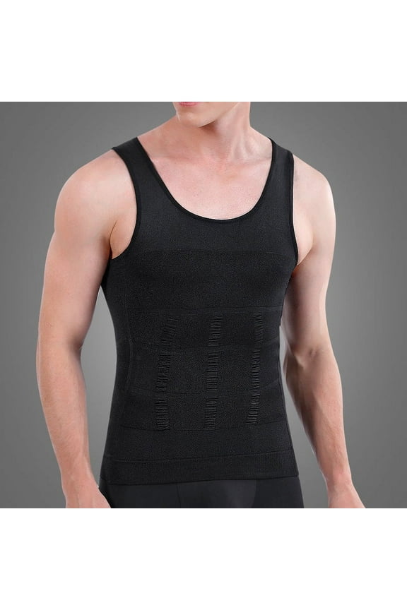 Mens Compression Shirt Slimming Body Shaper Workout Tank Tops Abs Abdomen Gynecomastia Tummy Control Undershirts Shapewear