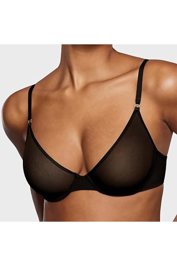 Mesh Lace Bra Women's Cosnufy Sheer Balconette Bra Plunge Mesh See Through Sexy Bras Underwire