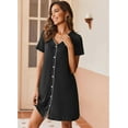 thumbnail image 1 of SMZ Nightgowns for Women utton Down Sleepshirt Short Sleeve Nightshirt Soft Sleepwear V Neck Pajama Dress, 1 of 7