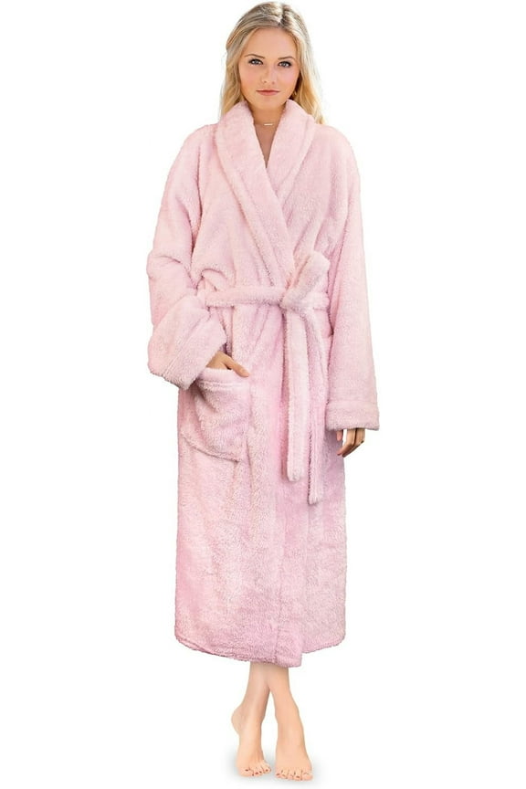 Premium Womens Plush Soft Robe Fluffy, Warm, Fleece Sherpa Shaggy Bathrobe