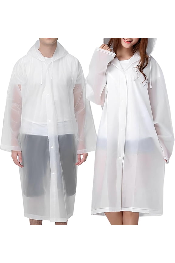 Rain Ponchos for Adults Reusable, 2 Pcs Raincoats Emergency for Women Men with Hood and Drawstring
