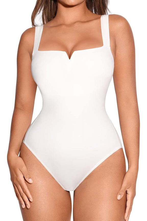 Square Neck Bodysuit for Women Sleeveless Tummy Control Slimming Bodysuit Going Out Tank Tops