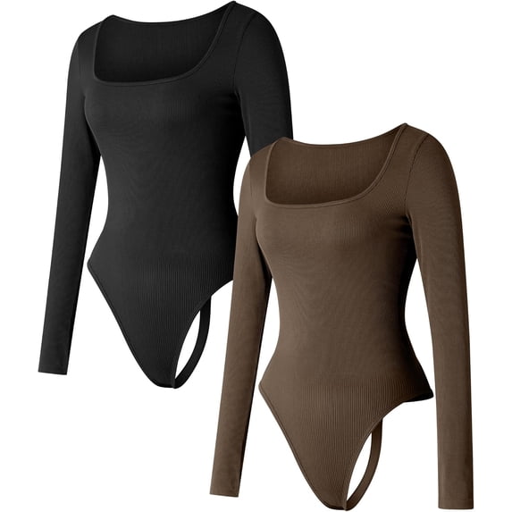 SMZ Thong Bodysuits for Women 3 Piece Sexy Ribbed Seamless Tummy Control Shapewear Sleeveless Square Neck Tank Top