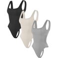thumbnail image 1 of SMZ Thong Bodysuits for Women 3 Piece Sexy Ribbed Seamless Tummy Control Shapewear Sleeveless Square Neck Tank Top, 1 of 15