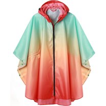 SMZ Unisex Rain Poncho Raincoat Hooded for Adults Women with Pockets Gradient Outdoor Travel Hiking Camping Poncho Raincoat
