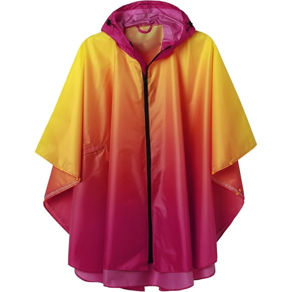 SMZ Unisex Rain Poncho Raincoat Hooded for Adults Women with Pockets Gradient Outdoor Travel Hiking Camping Poncho Raincoat