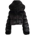 thumbnail image 1 of SMZ Winter Crop Coats Womens Faux Fur Jacket Long Sleeve Hooded Cropped Jackets Zipper Fuzzy Short Coat Outerwear, 1 of 4