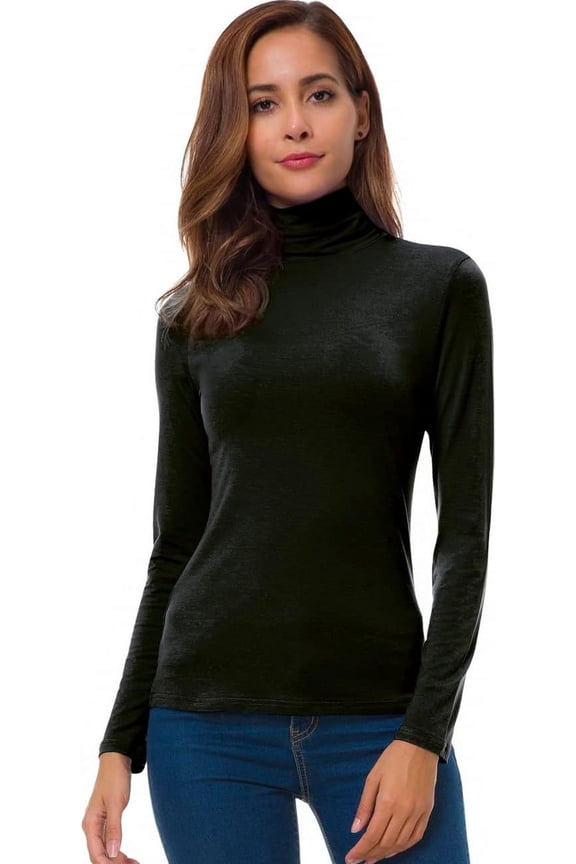 Women Long Sleeve Turtleneck Slim Fitted Based Layer Lightweight Active Shirt Pullover Tops