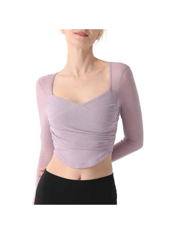 Women Y2K Long Sleeve Top Tee Sexy Mesh Square Collar Black Basic Slim Fit Blouse Tops Streewear