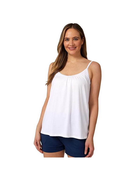 Women's Cool Flowy Bra Cami|Built-in chest strap | with Built-in Cups | Relaxed Fit | Adjustable Spaghetti Strap