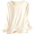 thumbnail image 1 of SMZ Women's Cotton Soft Tops Fleece Fuzzy Comfy Shirts Long Sleeve Winter Warm Base Layer Solid Color Casual Loungewear, 1 of 4
