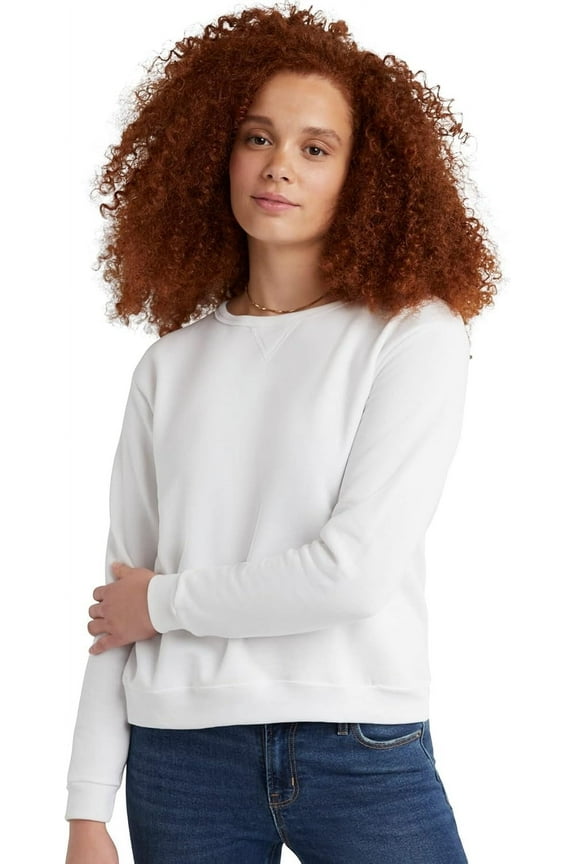 Women's Ecosmart V-Notch Crewneck Sweatshirt, Fleece Pullover Sweatshirt For Women