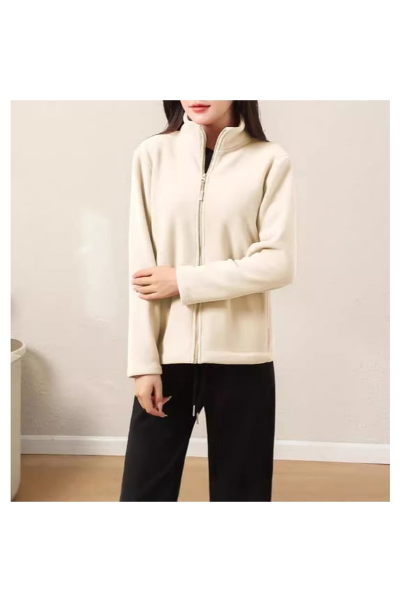 Women's Lightweight Warm Zip Up Long-Sleeve Soft Polar Fleece Jacket for Fall Winter