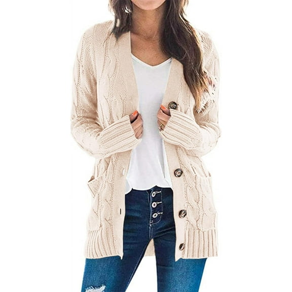SMZ Women's Open Front Cardigan Sweaters Fall Fashion Button Down Cable Knit Chunky Winter Outerwear Coats