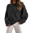 thumbnail image 1 of SMZ Women's Oversized Crewneck Long Sleeve Fuzzy Knit Casual Chunky Fall/Winter Pullover Sweaters, 1 of 8