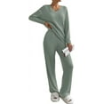 thumbnail image 1 of SMZ Women's Pajama Sets Long Sleeve 2 Piece Lounge Sets Ribbed Knit Sweater Sleepwear, 1 of 6