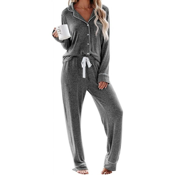 SMZ Women's Pajama Sets Long Sleeve Button Down Sleepwear Nightwear Soft Pjs Lounge Sets