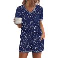 thumbnail image 1 of SMZ Women's Pajamas Sets Short Sleeve Lounge Sets Sleepwear Casual Two Piece Pjs With Pockets, 1 of 5