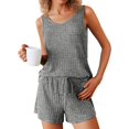 thumbnail image 1 of SMZ Women's Pajamas Sleeveless V Neck Pjs Set Ribbed Knit Summer Loungewear Sleepwear S-XXL, 1 of 6