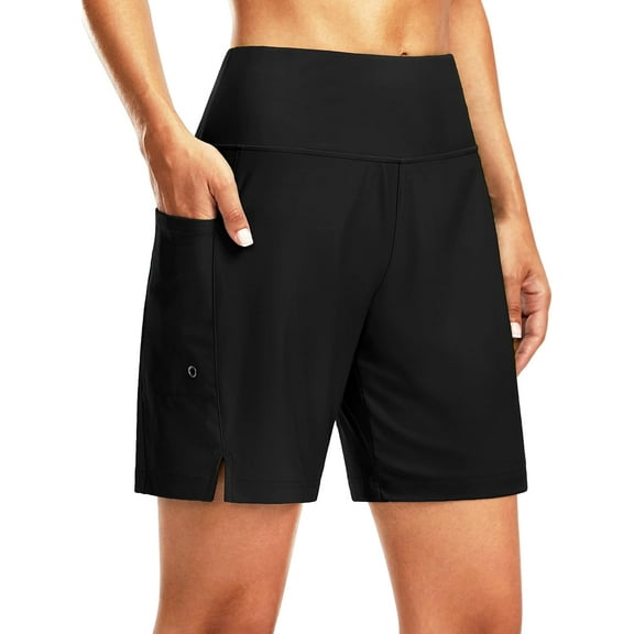 SMZ Women's  Running Shorts High Waisted Quick Dry Beach Swimming Shorts for Women with Liner Pockets
