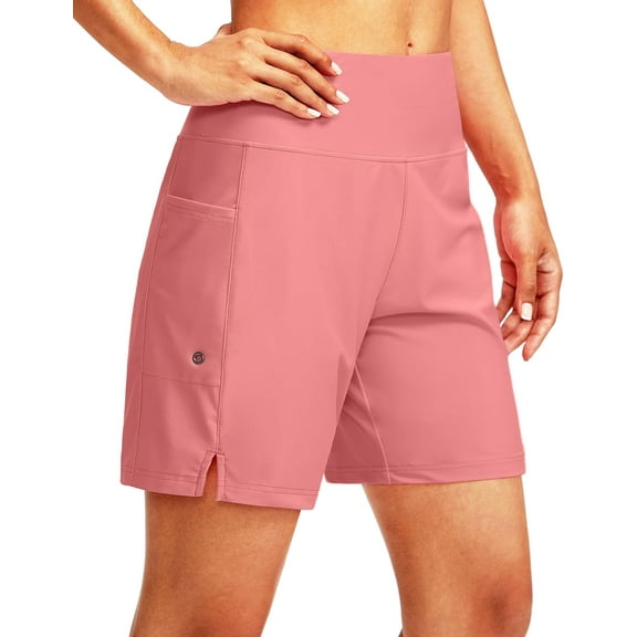 SMZ Women's Running Shorts High Waisted Quick Dry Beach Swimming Shorts for Women with Liner Pockets