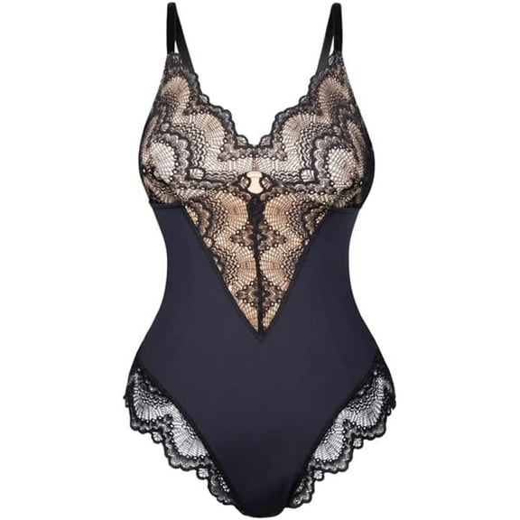 SMZ Women's Sexy Lace Shapewear Bodysuit Corset Slimming Body Shaper Tummy Control Body Shaper V Neck Camisole Nightwear