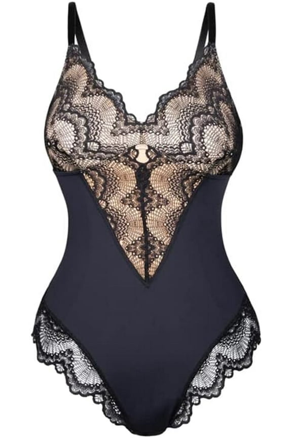 Women's Sexy Lace Shapewear Bodysuit Corset Slimming Body Shaper Tummy Control Body Shaper V Neck Camisole Nightwear