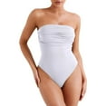 thumbnail image 1 of SMZ Women's Sexy Strapless Ruched Bodysuit Tube Top Sleeveless Trendy Body Suits, 1 of 6