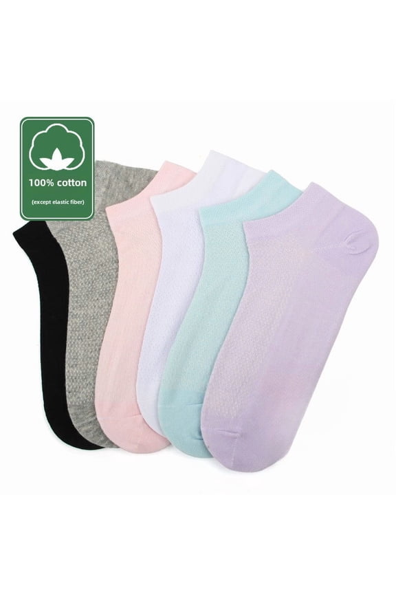 Women's Ultra-thin Breathable Cotton Low-top Shallow Socks 6 Pairs