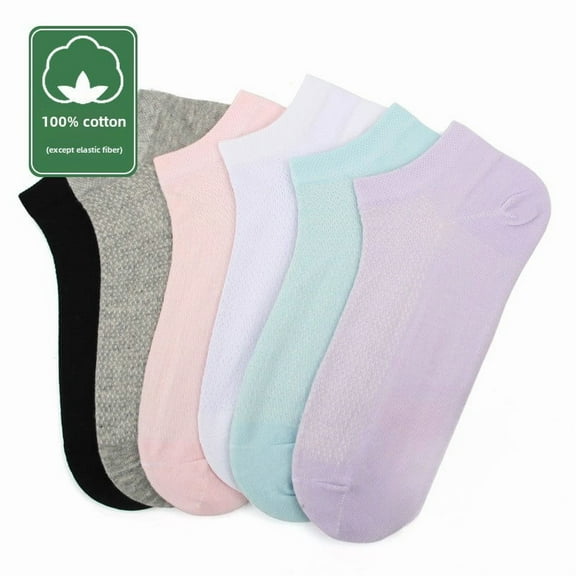 SMZ Women's Ultra-thin Breathable Cotton Low-top Shallow Socks 6 Pairs