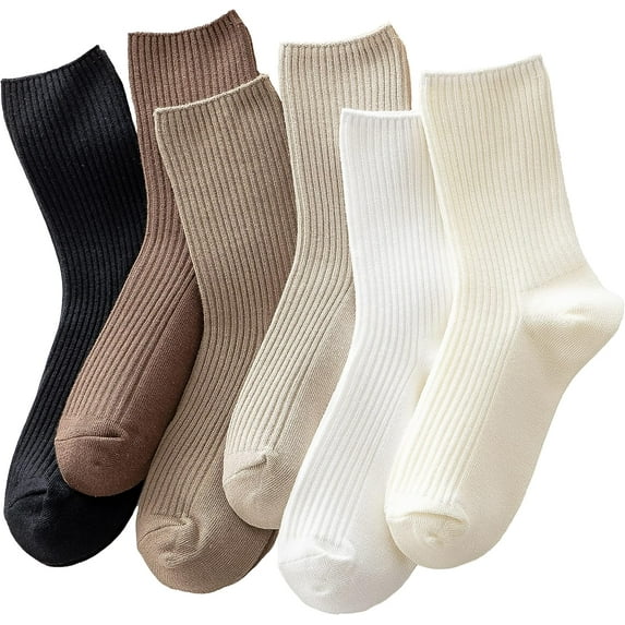 SMZ Womens Cute Crew Socks Casual Athletic Aesthetic Socks Neutral Cotton Socks for Women
