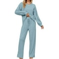 thumbnail image 1 of SMZ Womens Lounge Set Cute Long Sleeve Pajama Sets Casual 2 Piece Pj Outfit Fall Sleepwear Pockets, 1 of 6