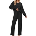 thumbnail image 1 of SMZ Womens Lounge Set Cute Long Sleeve Pajama Sets Casual 2 Piece Pj Outfit Fall Sleepwear Pockets, 1 of 7