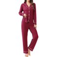 thumbnail image 1 of SMZ Womens Pajamas Set 2 Piece Button Down Pjs Soft Long Sleeve Top and Pants Sleepwear Set Lounge Sets, 1 of 13