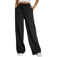 thumbnail image 1 of SMZ Womens Wide Leg Sweatpants High Waisted Baggy Lounge Pants Drawstring Athletic Flared Joggers with Pockets, 1 of 6