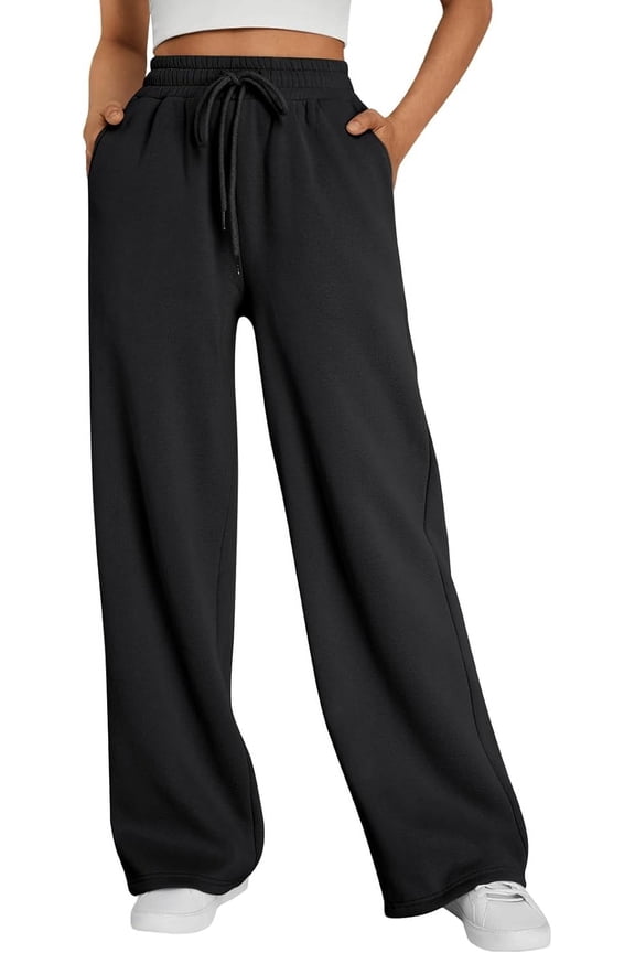 Womens Wide Leg Sweatpants High Waisted Baggy Lounge Pants Drawstring Athletic Flared Joggers with Pockets